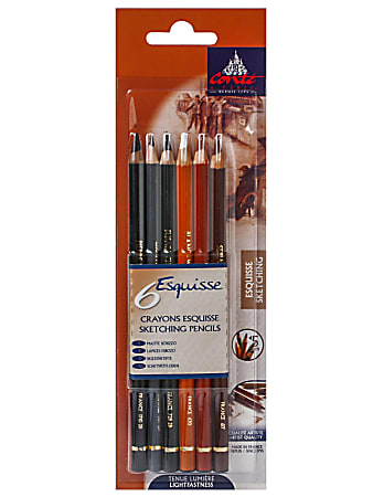 Conte Pencil Set, Sketching, Assorted Colors, Set Of 6 Pencils