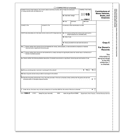 ComplyRight™ 1098-C Inkjet/Laser Tax Forms, Donor Copy C, 8 1/2" x 11", Pack Of 50 Forms