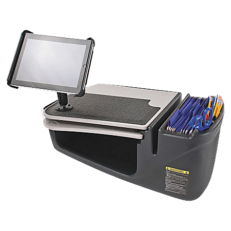 AutoExec GripMaster Car Desk And iPad Mount, 11"H x 17"W x 25 1/4"D, Dark Gray