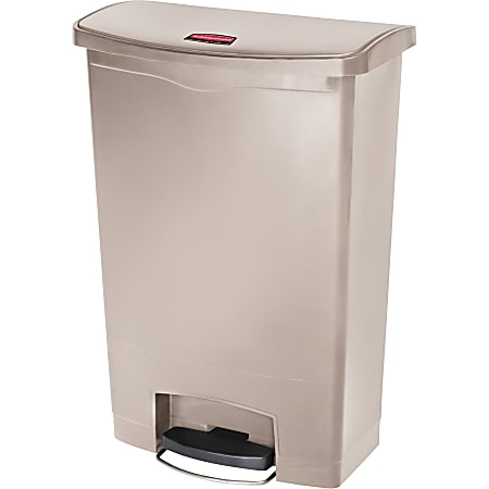Rubbermaid® Slim Jim Step-On Resin Front Step Wastebasket, 24 Gallons, Beige