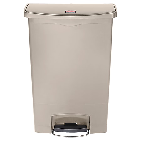 Rubbermaid® Slim Jim Step-On Resin Front Step Wastebasket, 24 Gallons, Beige