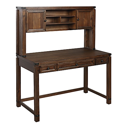 Office Star™ Baton Rouge 48"W Computer Desk With Hutch, Brushed Walnut