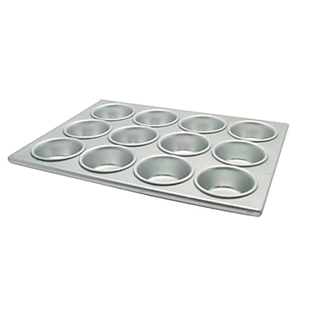 Winco Aluminum Muffin Pan, 12 Cups, 3-Oz Cups, Silver