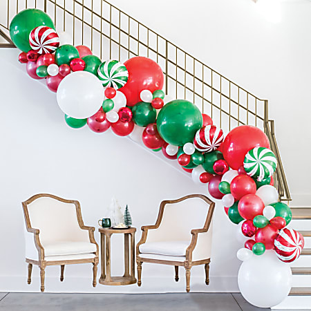 Amscan 110832 Christmas Peppermint Latex And Foil Balloon Garland Kit, Multicolor