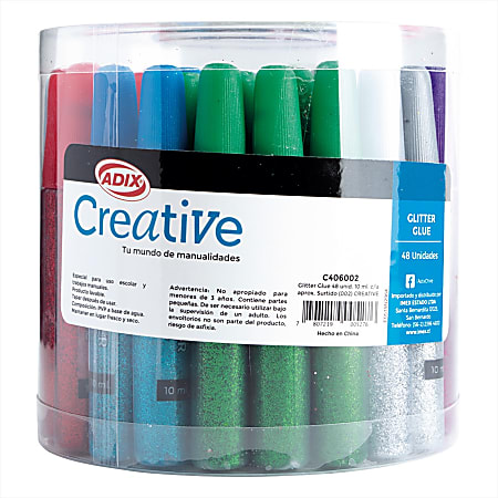 Creative Glitter Glue, 10 ml, Assorted Colors, Total Qty 48