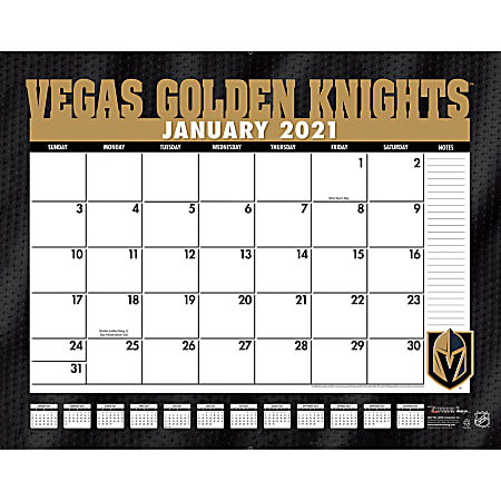Lang Turner Licensing Sports Monthly Desk Pad, 17" x 22", Vegas Golden Knights, January To December 2021