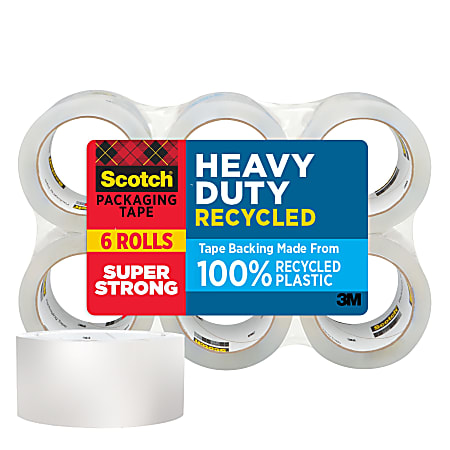 Scotch&reg; Heavy Duty Recycled Packaging Tape, 1.88 in x 54.6 yd, 6 Tape Rolls, Moving Suplies, Packing Tape for Moving Boxes and Packaging Supplies