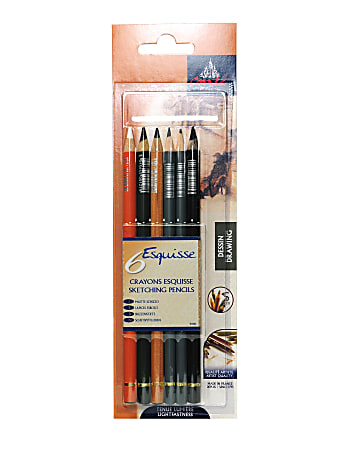 Conte Pencil Set, Drawing, Assorted Colors, Set Of 6 Pencils