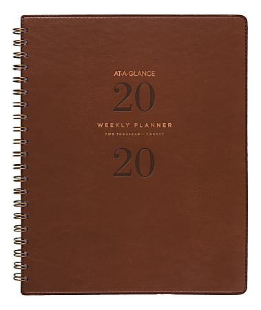 AT-A-GLANCE® Signature Collection 13-Month Weekly/Monthly Planner, 8-1/2" x 11", Distressed Brown, January 2020 to January 2021