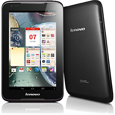 Lenovo IdeaTab A1000L Tablet - 7" - 1 GB LPDDR2 - MediaTek Cortex A9 MT8317 Dual-core (2 Core) 1.20 GHz - 16 GB - 1024 x 600 - In-plane Switching (IPS) Technology - Black