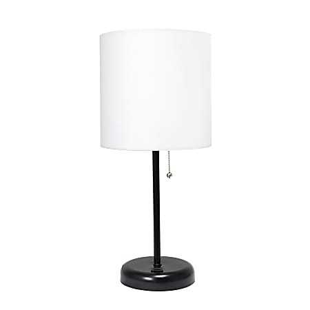 Creekwood Home Oslo USB Port Metal Table Lamp, 19-1/2"H, White Shade/Black Base