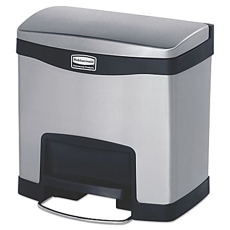 Rubbermaid® Commercial Slim Jim® Stainless Steel Step-On Container, 4 Gallonw, 15-3/4" x 15-3/4", 12", Black