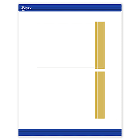 Avery® Print-To-The-Edge Postcards With Sure Feed® Technology, S00-DKE-PRMWC10, Rectangle, 4" x 6", Matte White, Preprinted Double Dipped Gold Edge Design, Pack Of 20