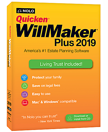 Quicken&reg; Will Maker Plus 2019, Disc