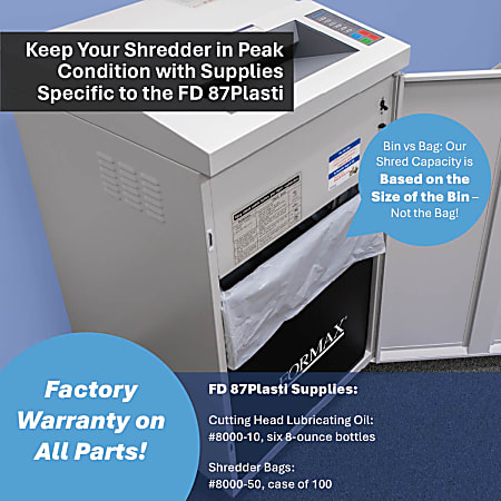 Formax 38 Sheet Cross Cut PaperPlasticLaminate Shredder FD87