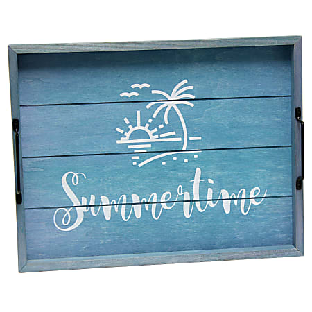 Elegant Designs Decorative Serving Tray, 2-1/4”H x 12”W x 15-1/2”D, Blue Wash Summertime