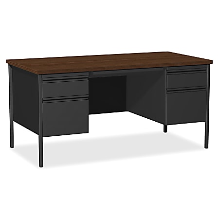 Lorell Fortress Series 60 W Steel Double Pedestal Writing Desk