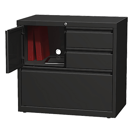Lorell® 30"W Steel Personal Storage Center With Lateral File Cabinet, Black