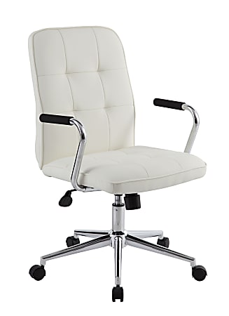 Boss Office Products Modern Mid-Back Task Chair, White/Chrome