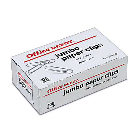 Office Depot Brand Paper Clips Jumbo Silver Box Of 100 Clips 10004BX -  Office Depot