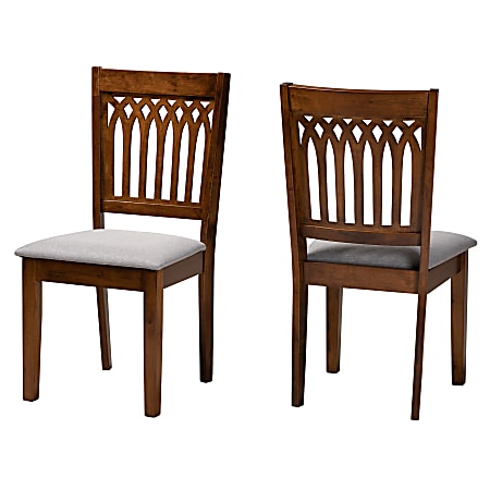 Baxton Studio Genesis Finished Wood Dining Accent Chair, Gray/Walnut Brown, Set Of 2 Chairs