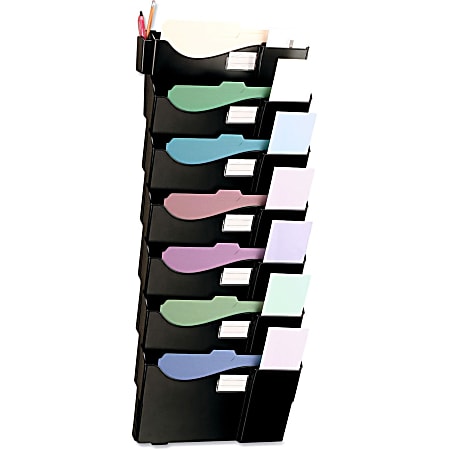 Universal Grande Wall Pocket - 7 Pocket(s) - 38.3" Height x 16" Width x 4.8" Depth - Black - Plastic - 7 / Pack