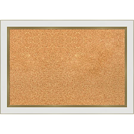 Amanti Art Cork Bulletin Board, 27" x 19", Natural, Eva White Gold Polystyrene Frame