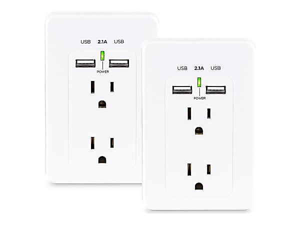 CyberPower MP18HO007 - Multi Pack - power strip - AC 125 V - input: NEMA 5-15P - output connectors: 2 (2 x USB, 2 x NEMA 5-15R) - white (pack of 2)