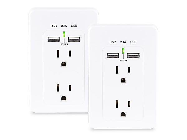 CyberPower MP18HO007 - Multi Pack - power strip - AC 125 V - input: NEMA 5-15P - output connectors: 2 (2 x USB, 2 x NEMA 5-15R) - white (pack of 2)