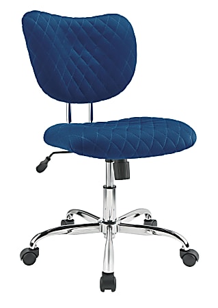Brenton Studio® Quilted Jancy Mesh Low-Back Task Chair, Navy/Chrome
