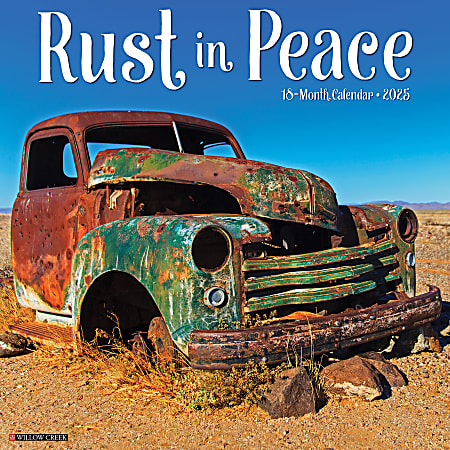 2025 Willow Creek Press Hobbies Monthly Wall Calendar, 12” x 12”, Rust in Peace, January To December, 44704