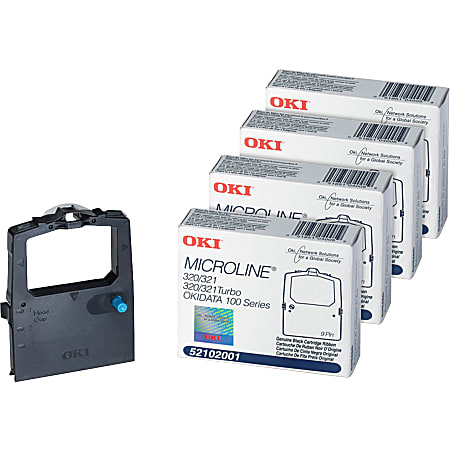 Oki Dot Matrix Ribbon Cartridge - Black - 4 / Bundle - 3 Million Characters