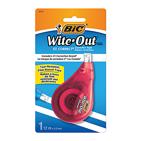 BIC Wite Out Brand EZ Correct Correction Tape, 1/6" x 471 3/5", White, Pack of 1