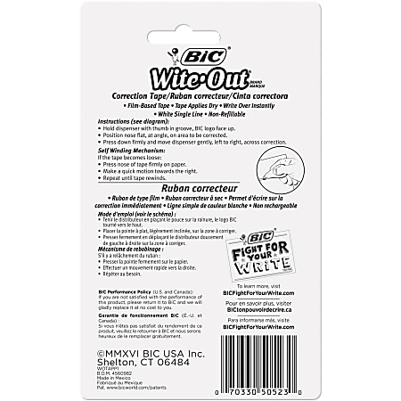 BIC Wite Out Brand EZ Correct Correction Tape 16 x 471 35 White