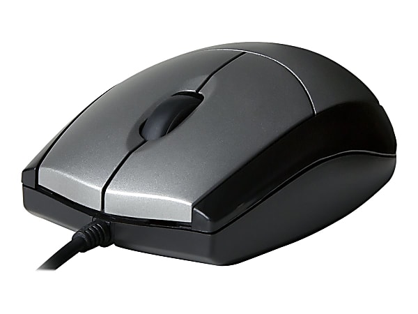 V7 USB Optical Mouse, Full-Size, Black/Silver