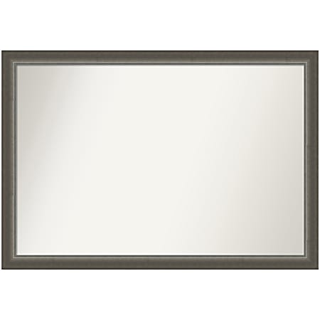 Amanti Art Non-Beveled Rectangle Framed Bathroom Wall Mirror, 27” x 39”, Domus Dark Silver