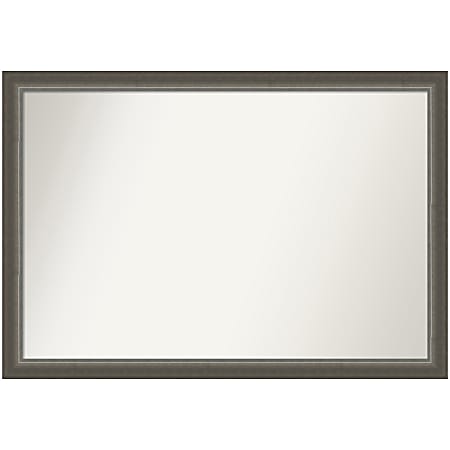 Amanti Art Non-Beveled Rectangle Framed Bathroom Wall Mirror, 27” x 39”, Domus Dark Silver