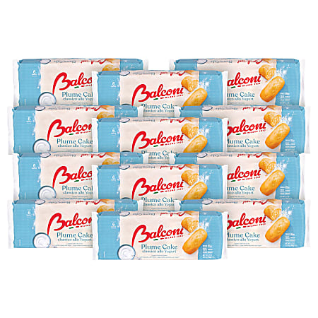 Balconi Plume Cakes, Yogurt, 1.1 Oz, 6 Cakes Per Pack, Case Of 12 Packs