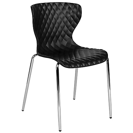 Flash Furniture Lowell Contemporary Design Plastic Stack Chair, Black