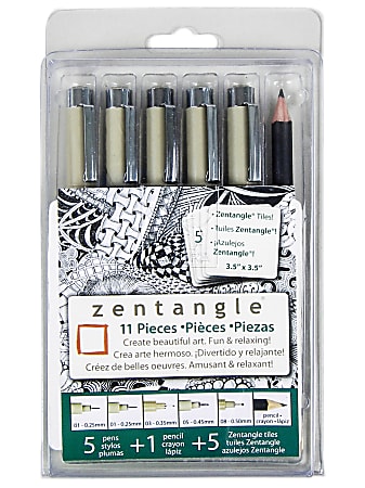 Sakura Zentangle Drawing Set, Black Ink, Set Of 11 Pieces
