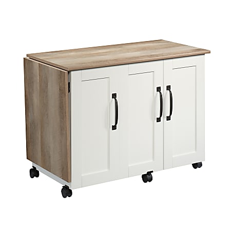 Sauder® Select Sewing And Craft Table, 29"H x 40"W, Soft White/Lintel Oak