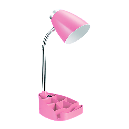 LimeLights Gooseneck Organizer Desk Lamp, Adjustable Height, Pink Shade/Pink Base