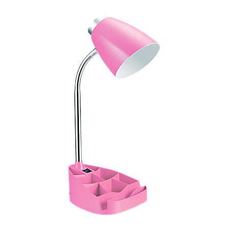 LimeLights Gooseneck Organizer Desk Lamp, Adjustable Height, Pink