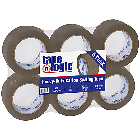 Tape Logic® #400 Industrial Acrylic Tape, 3" Core, 2" x 110 Yd., Tan, Case Of 6