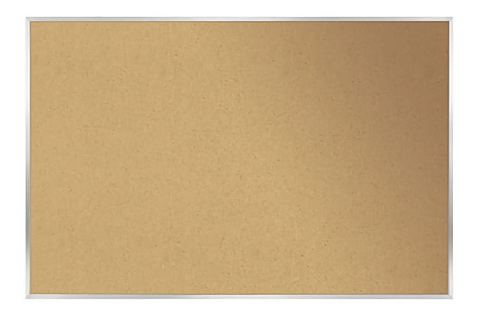 Ghent Cork Bulletin Board, 36 1/2" x 60 1/2", Aluminum Frame With Silver Finish