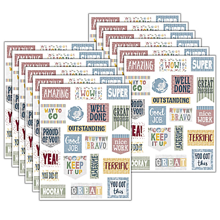 Teacher Created Resources Stickers, 2-1/2" x 1/2", Classroom Cottage, 120 Stickers Per Pack, Bundle Of 12 Packs