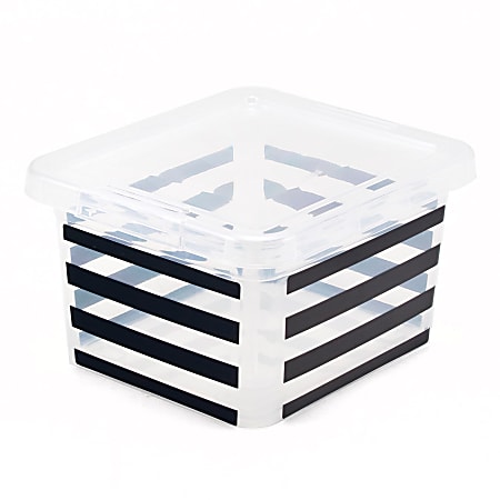 See Jane Work® Storage Box, 4 1/8"H x 6 1/2"W x 7 1/4"D, Black/White Stripes