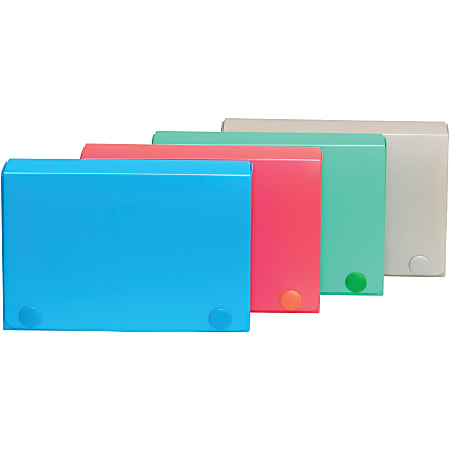 C-Line 3 x 5 Index Card Case - Support 5" x 3" Media - Polypropylene - 4 / Pack - Sunset Red, Seaside Blue, Seafoam Green, Sandy Gray