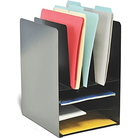 STEELMASTER 4-Way Corner Organizer – 11x13x11 Inch Black Steel Desk Organizer For Files & Supplies - View #10