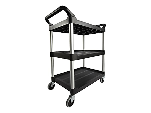 Rubbermaid® Commercial Xtra Instrument Cart with Locking Storage Area,  Plastic, 3 Shelves, 300 lb Capacity, 20 x 40.63 x 37.8, Gray
